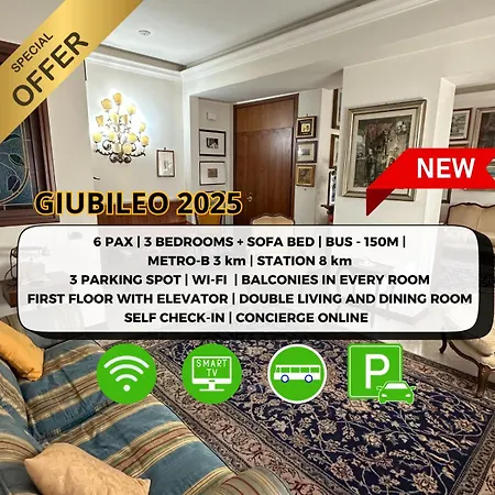 6 People, 3 Parking Spot, Balconies, Metro B Apartment